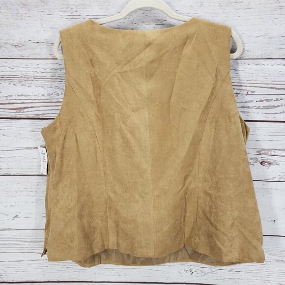 Jessica Howard New Tan Brown Faux Leather Suede 3Pcs. Jacket Pants Size 18 - Picture 3 of 12